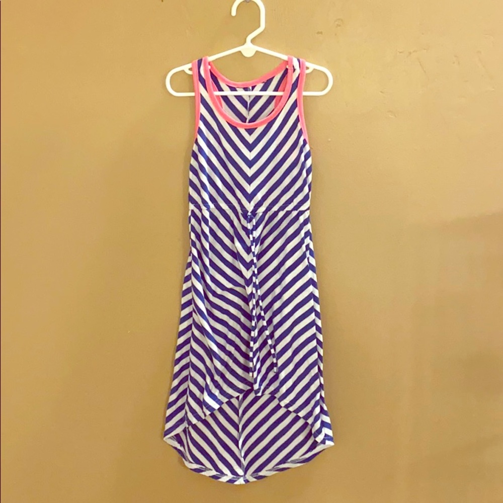 Blue and white striped sundress